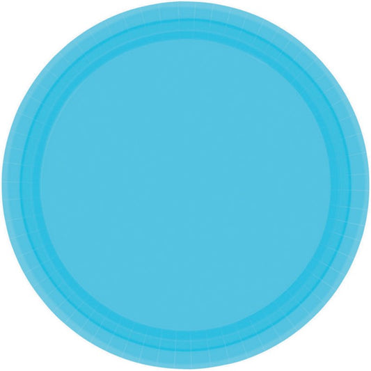 CARIBBEAN BLUE PAPER PLATES 17.7CM ROUND - PACK OF 20