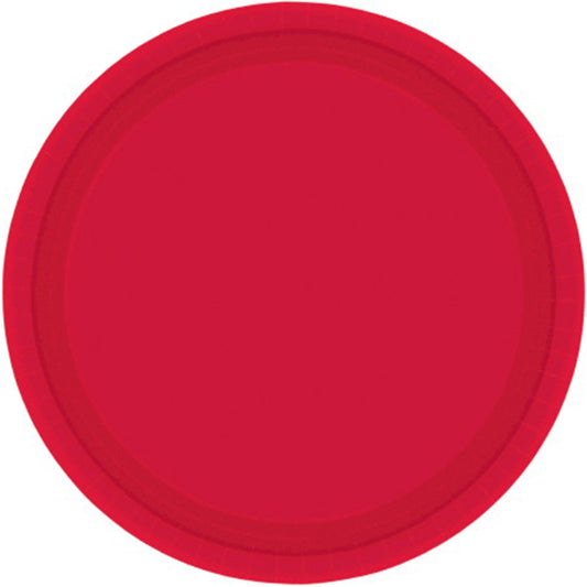 APPLE RED PAPER PLATES 23CM ROUND - PACK OF 20