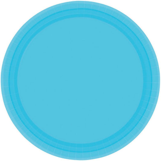 CARIBBEAN BLUE PAPER PLATES 23CM ROUND - PACK OF 20