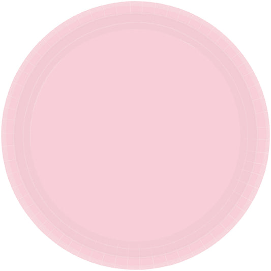 BLUSH PINK ROUND PAPER PLATES 22.9CM - PACK OF 20